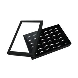 36 Slot Rings Display Box Stand Metal Earrings Storage Box Storage Box with Transparent Cover Jewelry Display Cabinet