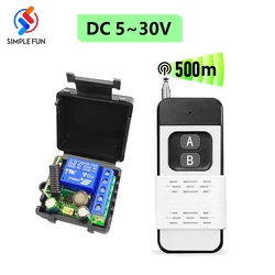 RF 433Mhz Wireless Remote Control Switch DC 5V 12V 24V 30V Relay Module and 500M Transmitter for Electromagnetic Lock Lamp LED