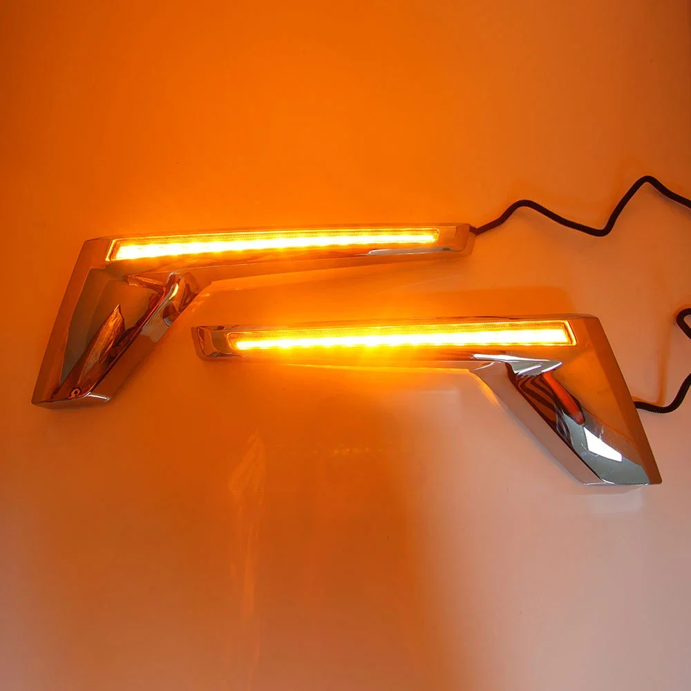 الأصفر LED بدوره إشارة ضوء فلاش عدة لتويوتا لاند كروزر FJ200 LC200 2016-2020 كروم الجبهة مصبغة مصباح Trunning ضوء #2