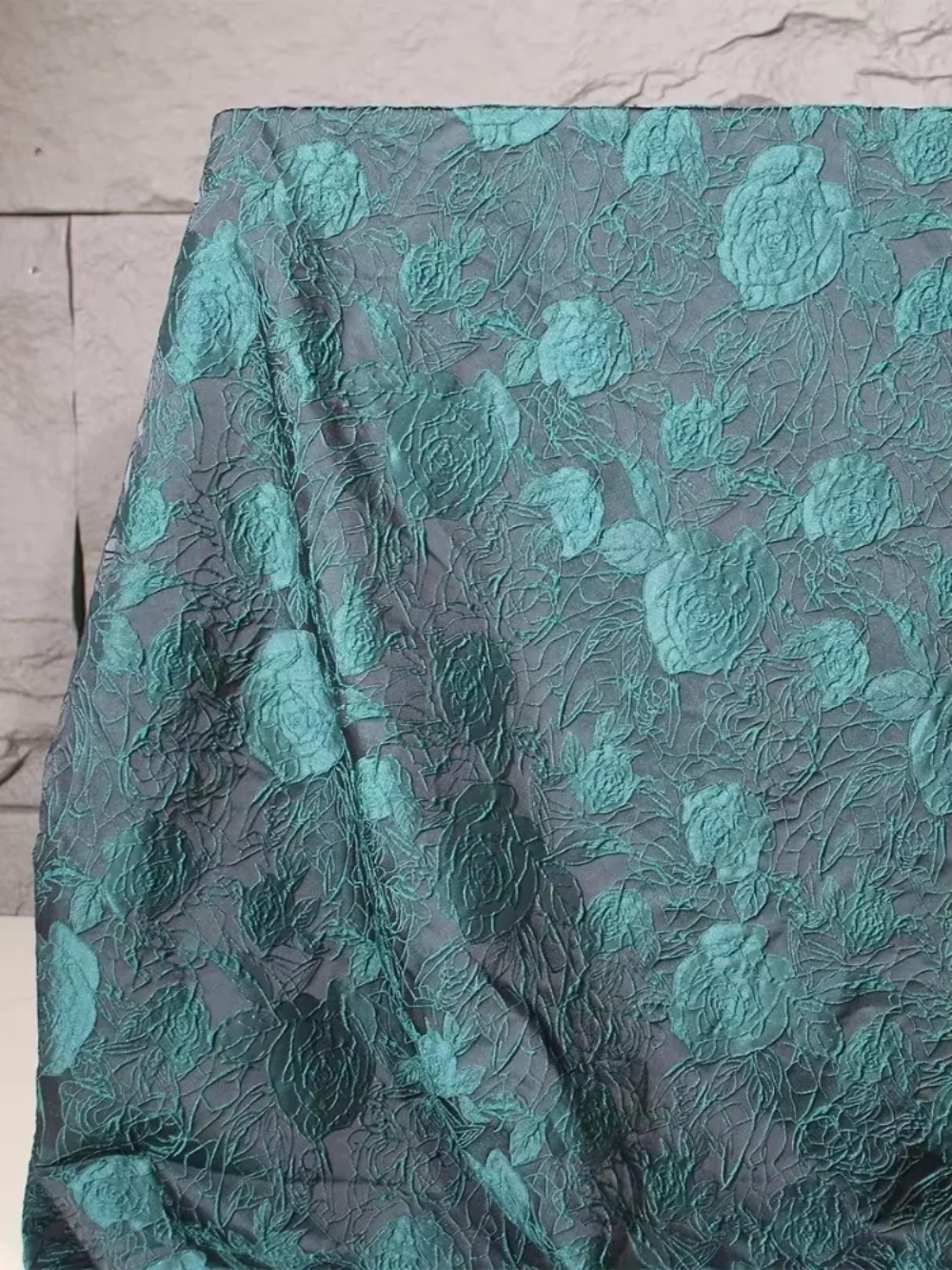 

Green Plum Blossom Embroidery Jacquard Fabric for Dress Designer Cloth By The Meter Arts Crafts Diy Sewing Material