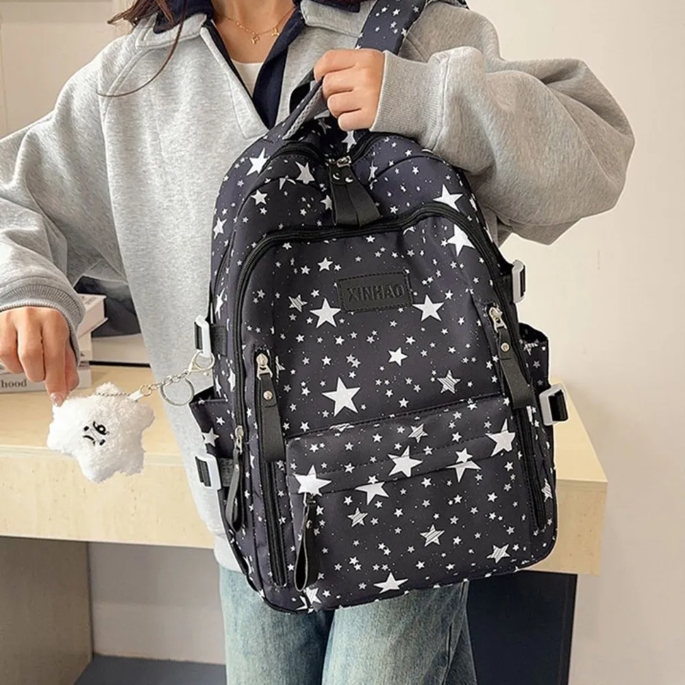 portable-print-star-backpack-large-capacity-lightweight-nylon-backpack-college-style-korean-style-students-school-bag-outdoor