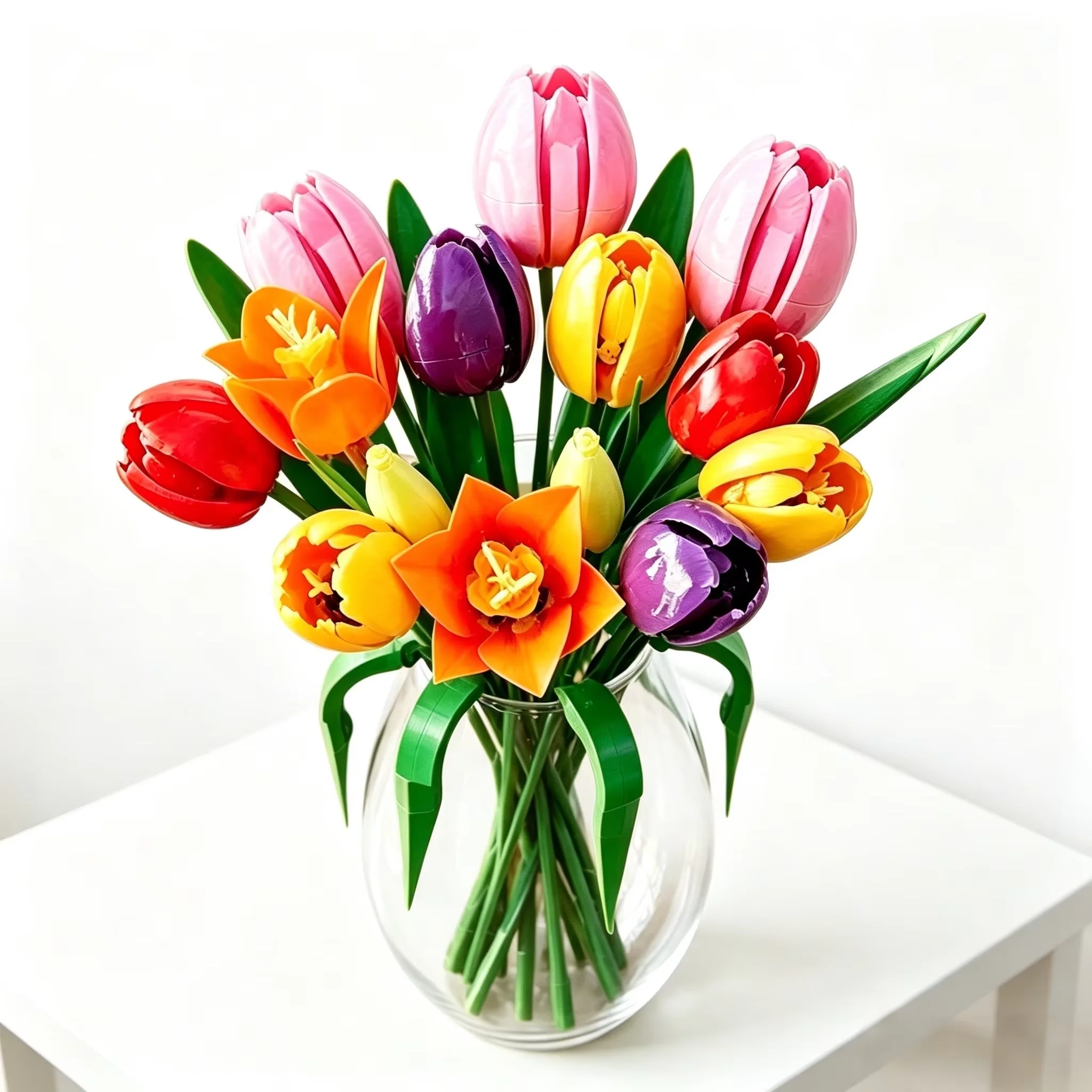New Creative Plant Tulip Bouquet Building Blocks Artificial Eternal Flower Model Home Decoration Christmas Party Birthday Gift - view 6