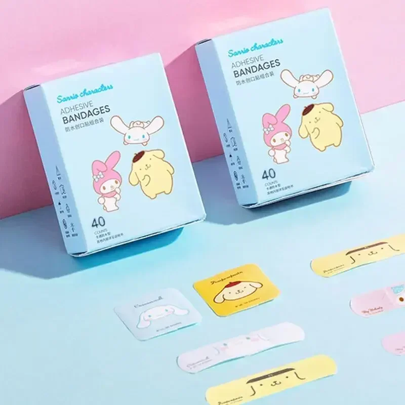 40Pcs Anime Sanrio Hello Kitty Band Aid Cartoon Cute Cinnamoroll Waterproof Hemostasis Bandages Emergency Supplies Kids Gifts