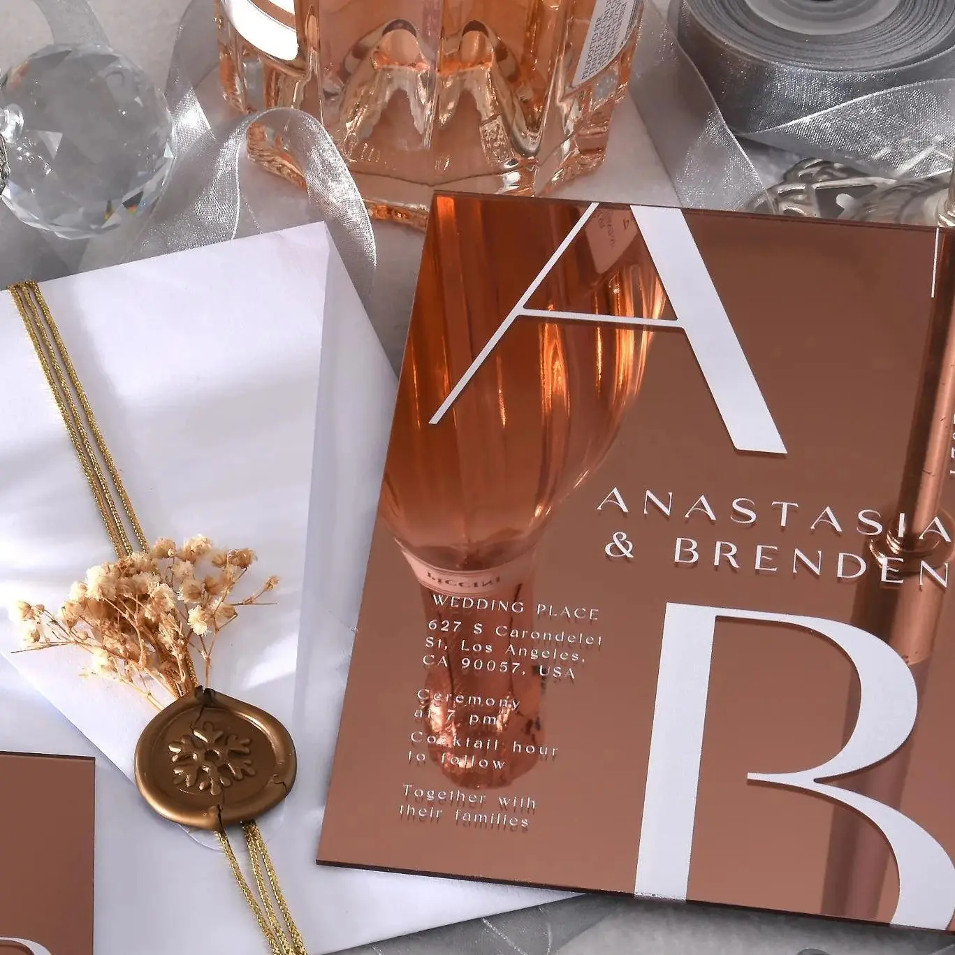 

Роскошные акриловые свадебные приглашения из розового золота на заказ, украшение для открытки на день рождения, персонализированные акриловые приглашения, открытка с благодарностью