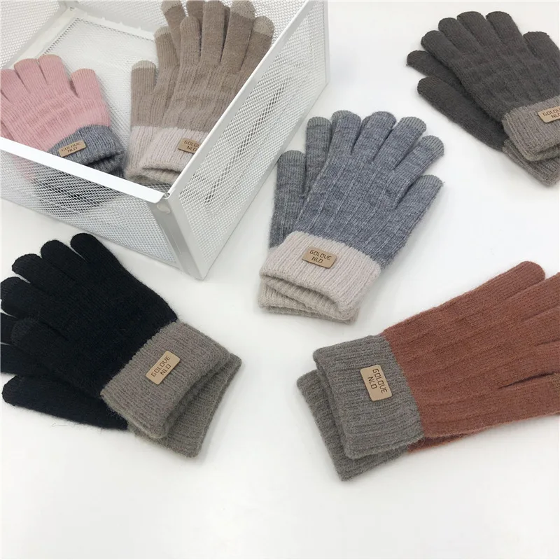 Women's Winter Touchscreen Gloves Warm Fleece Lined Knit Gloves Elastic Cuff Winter Texting Gloves