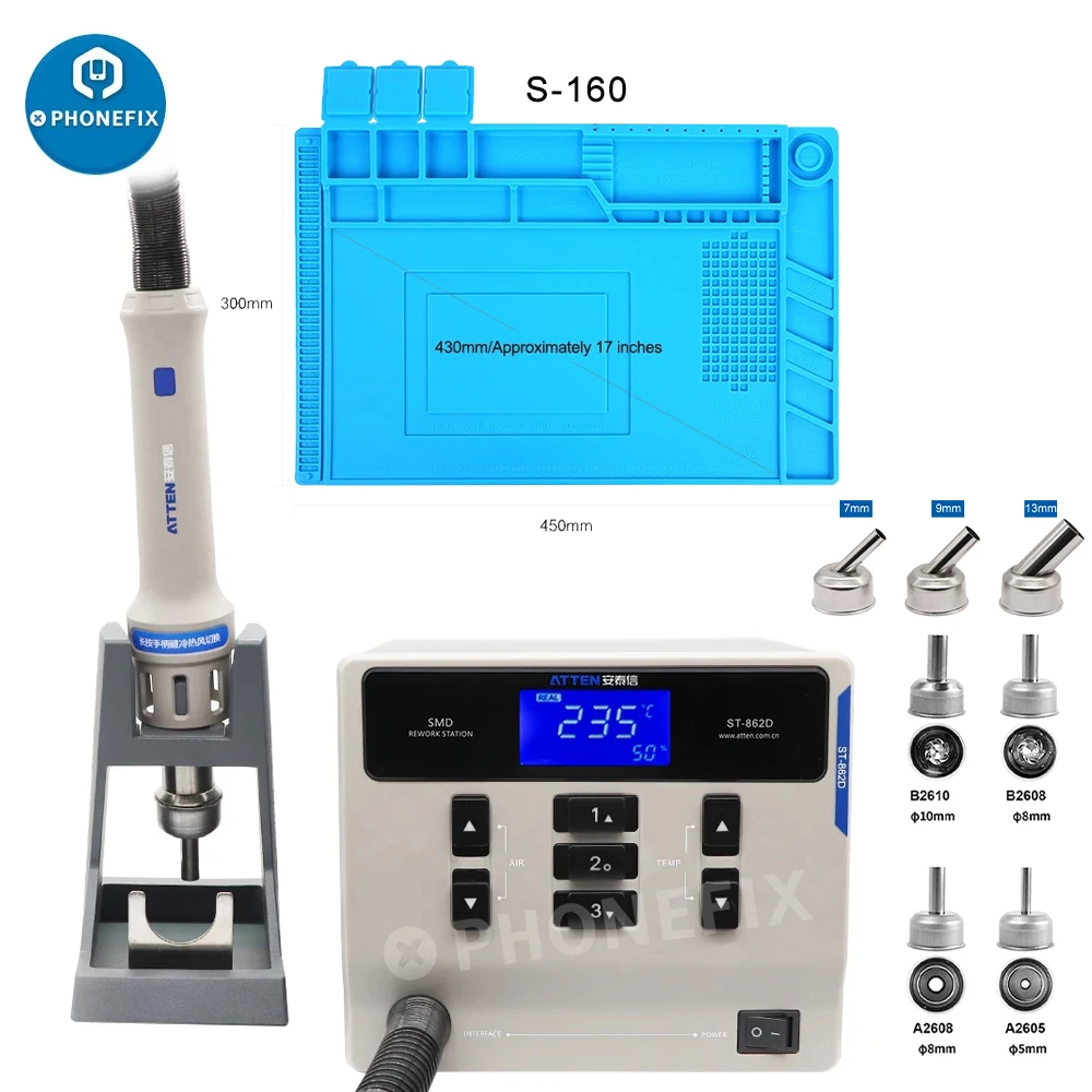 Imagem -03 - Inteligente Hot Air Gun Estação Desoldering Display Digital Estação de Retrabalho Bga Reparo de Chip ic Telefone Móvel Atten St862d 1000w