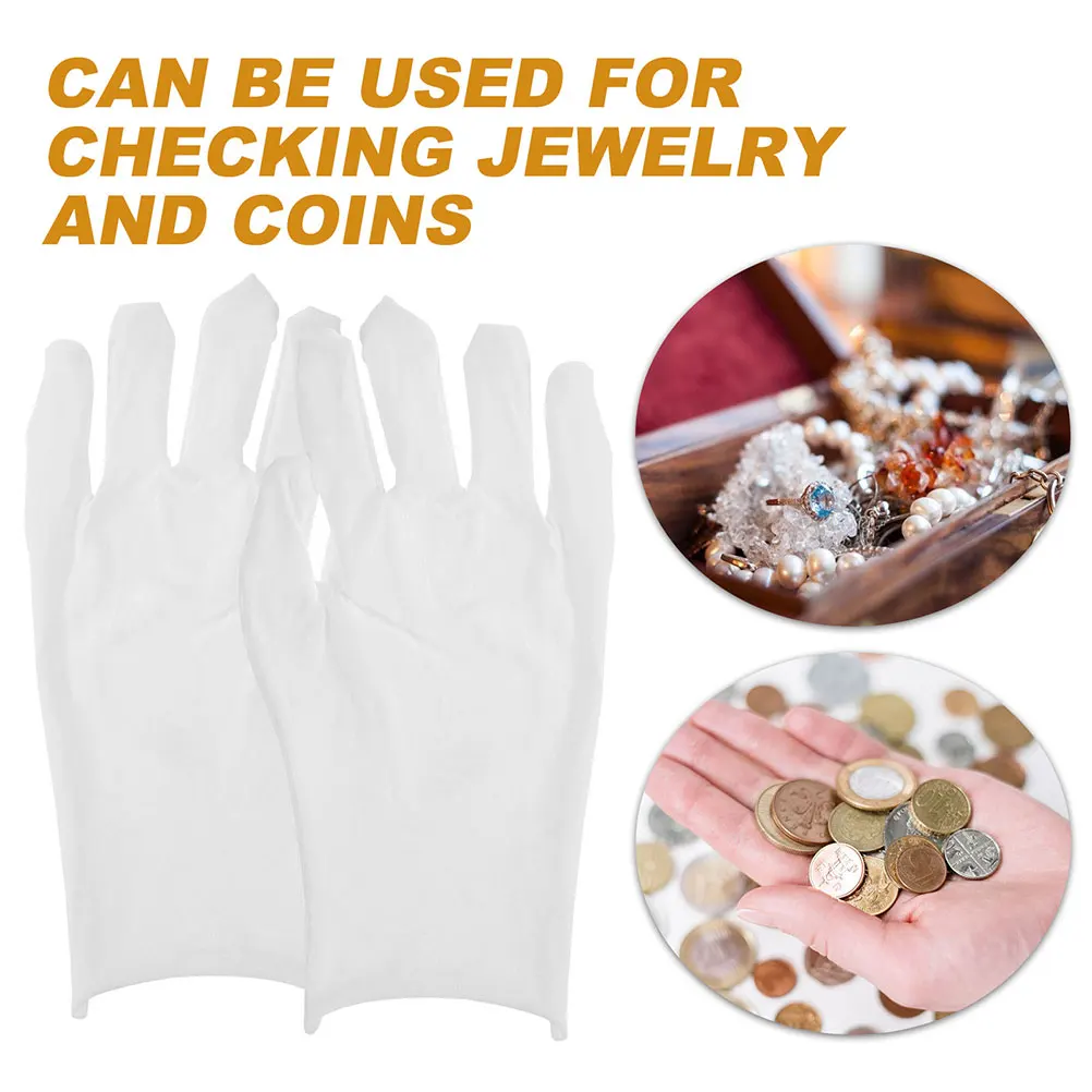 

12 Pairs Cotton Gloves XL Size Soft Breathable Work Safety Coin Jewelry Inspection Mens Protective Gloves