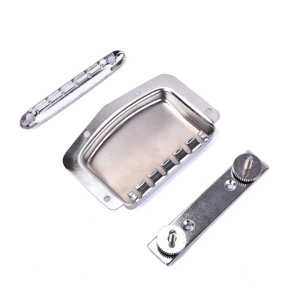 

Комплект для электрогитары: седло бриджа и тейлпост с крышкой, серебристая металлическая отделка, полностью регулируемый, набор деталей для самостоятельной установки