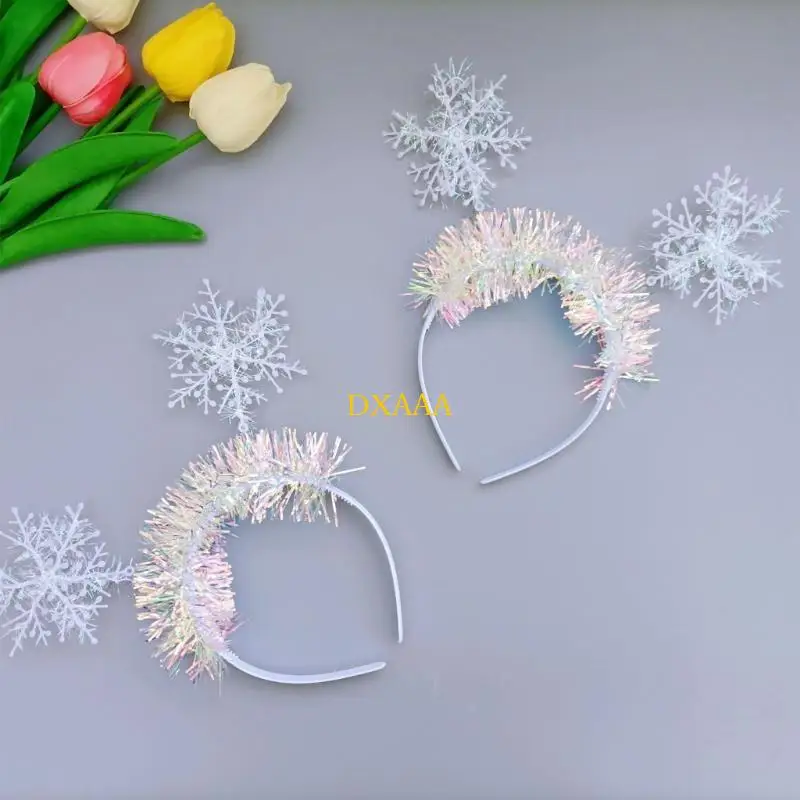 DXAA Couvre-chef flocon neige pour filles, cerceau à cheveux élégant à paillettes, accessoires dessin animé