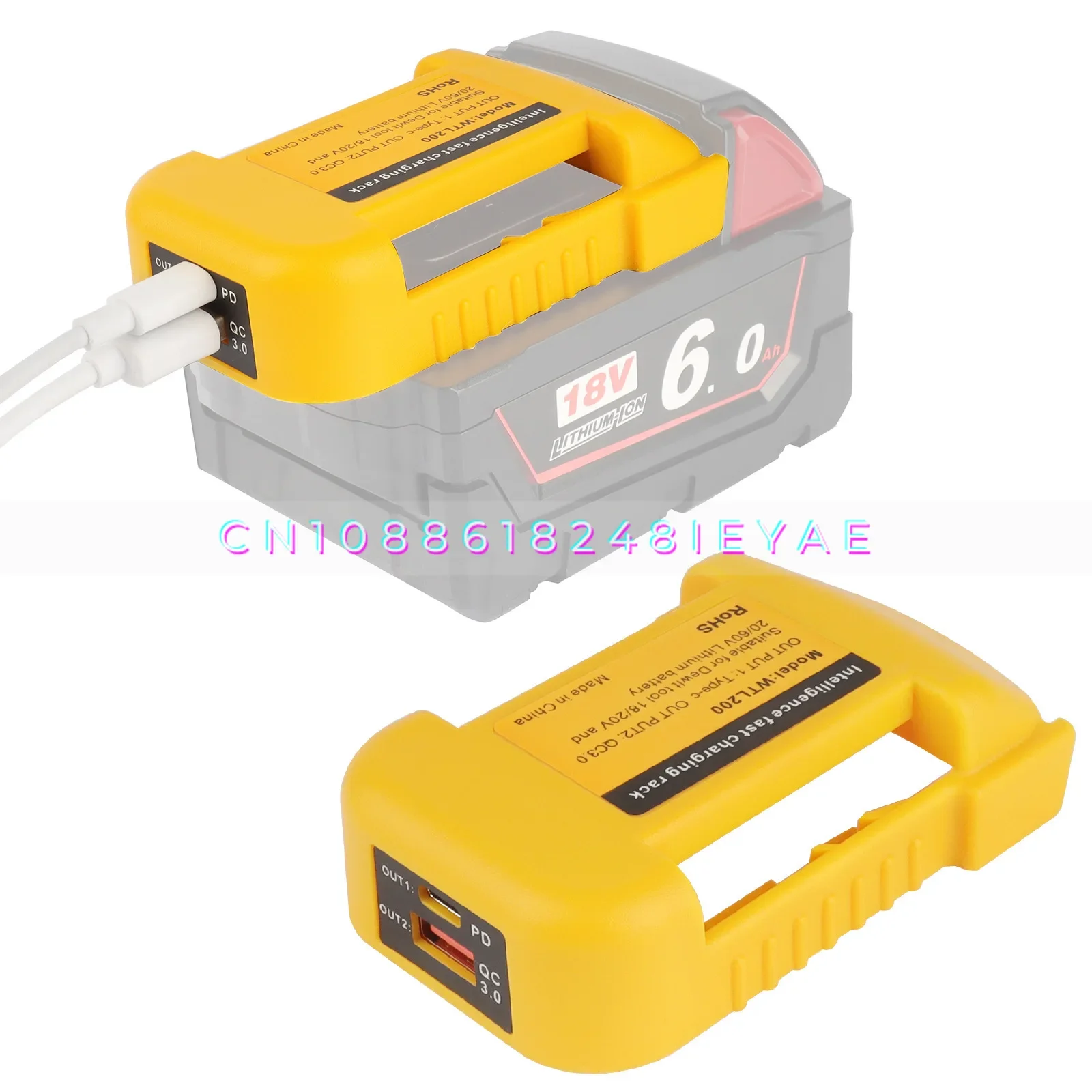 

Совместим с вешалкой для быстрой зарядки литиевой батареи Dewei 20 В PD15W с двумя портами USB C