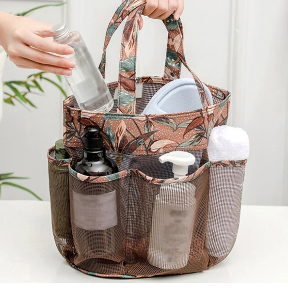 Portable Mesh Shower Basket Caddy Bag Quick Dry Women Tote Hanging Bath Toiletry Organizer Bag for Dorm Camping Swimming