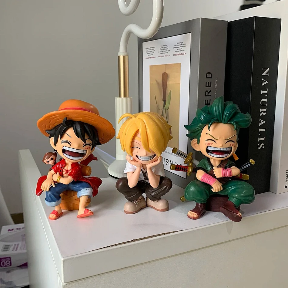 Anime-Zubehörserie ONE PIECE Luffy Solon Sanji Q-Version Sitzende Figur Kindermodell Spielzeug Geschenk Sammlerstück – Detail 4