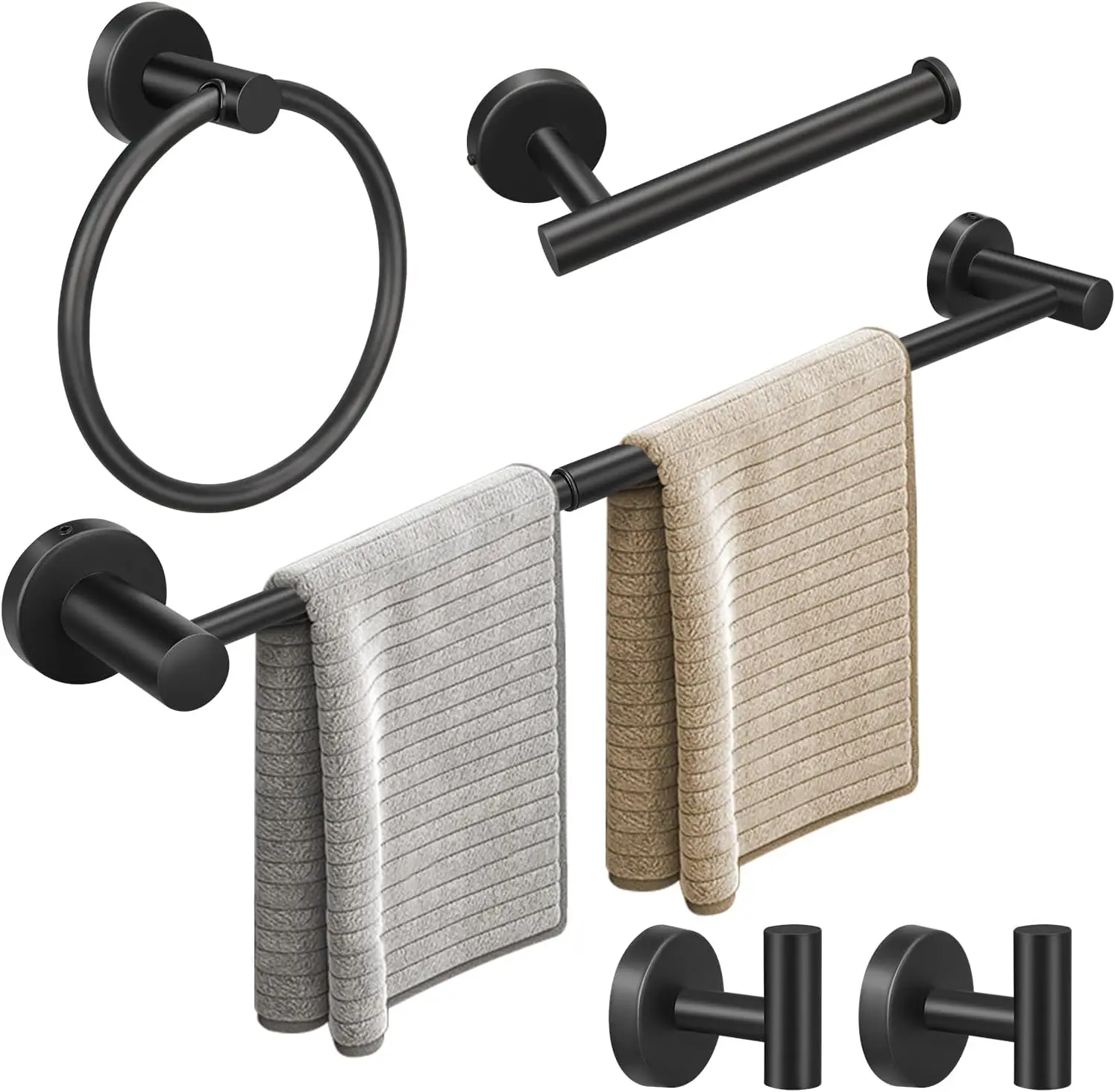 Bathroom Hardware Set Accessories Black Shelf Robe Hook Hanger Towel Rail Bar Rack Tissue Paper Holder Stainless Steel Hardware