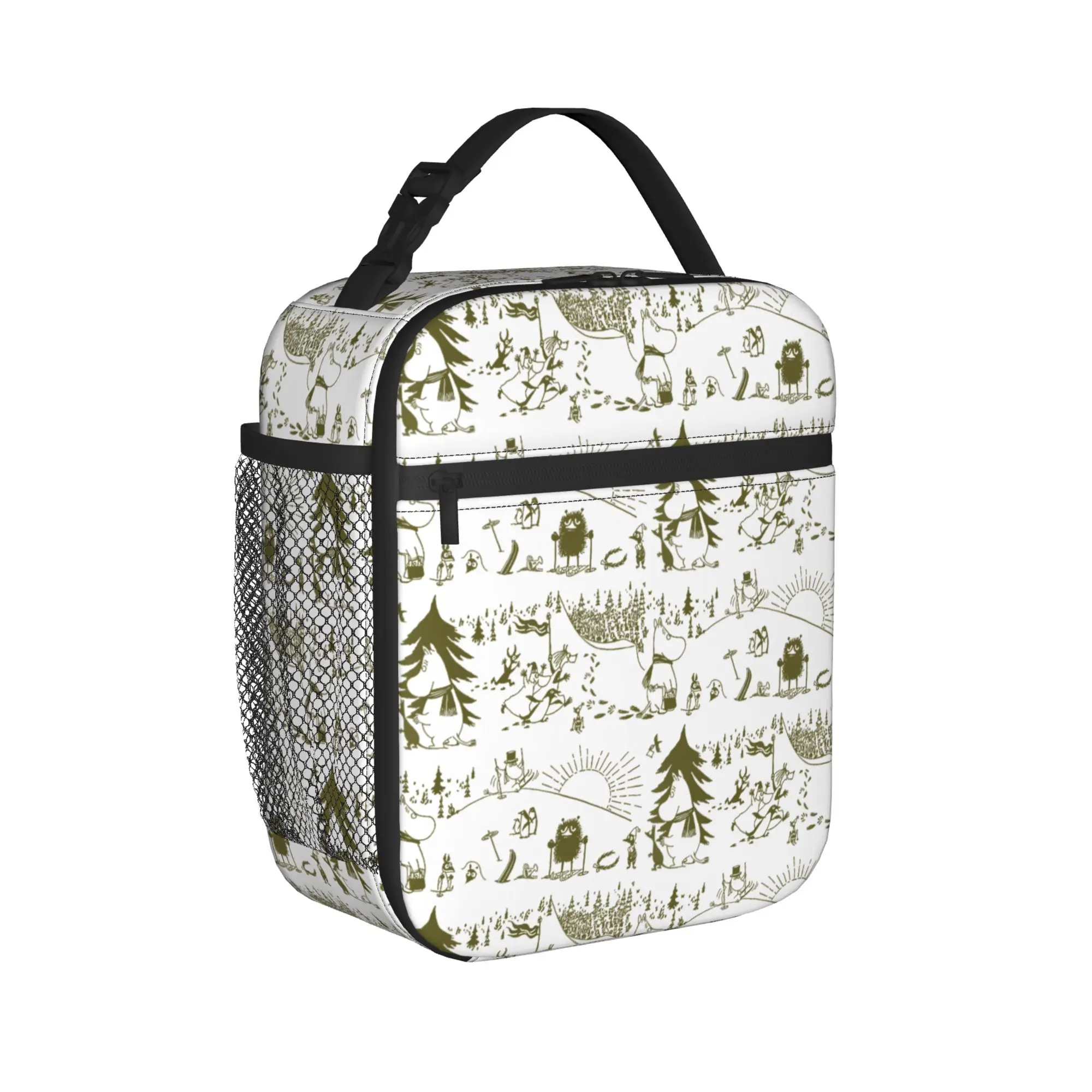 Moomings Olive Winter Sports Games Insulated Lunch Bags Leakproof Lunch Container Thermal Bag Tote Lunch Box School Bento Pouch