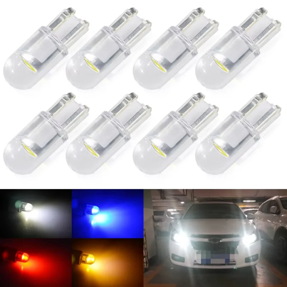 10/20/100PCS Wholesale T10 T5 W3W W5W 194 COB LED Bulbs, Car Dashboard Indicator Clearance License Plate Wedge Lights