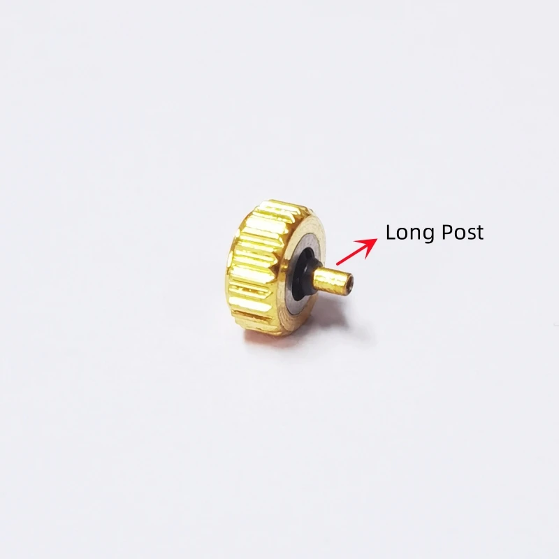 2.5mm Hole Diameter Gold Color Long Tube Watch Crown 4.5/5.0/5.5/6.0/6.5/7.0mm Head Diameter for Watch Repair 1 Piece