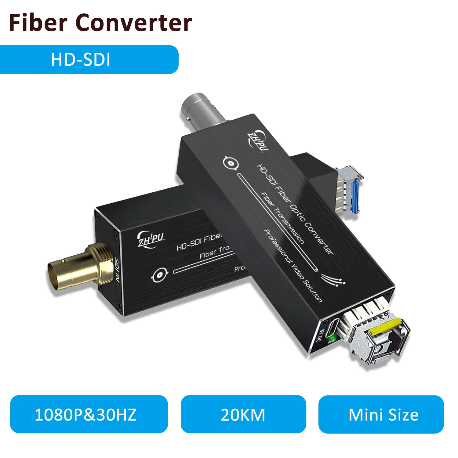 

Mini HD 1080P&30HZ SDI Fiber Extender with SFP Moudles，SDI Video Optical Transceiver Single-Mode Single Fiber 20km