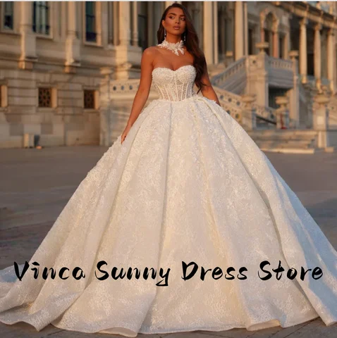 Vestido de novia exquisito personalizado con forma de corazón, apliques encantadores sin tirantes con hombros descubiertos, vestido de novia de princesa