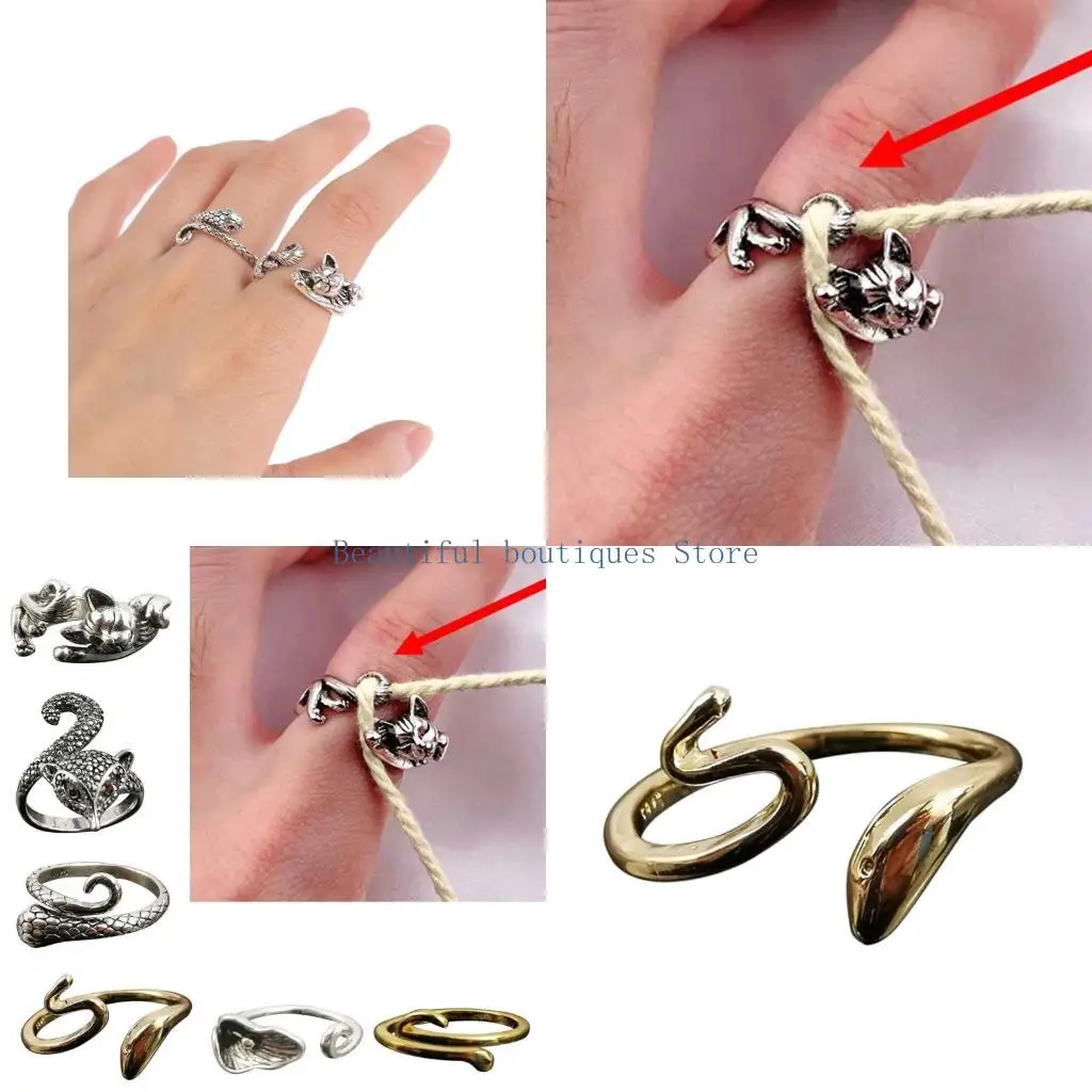 U4LF Knitting Ring Versatile Crochet Ring Exquisite Alloy Rings Knitted Jewelry Suitable for Casual and Formal Occasion