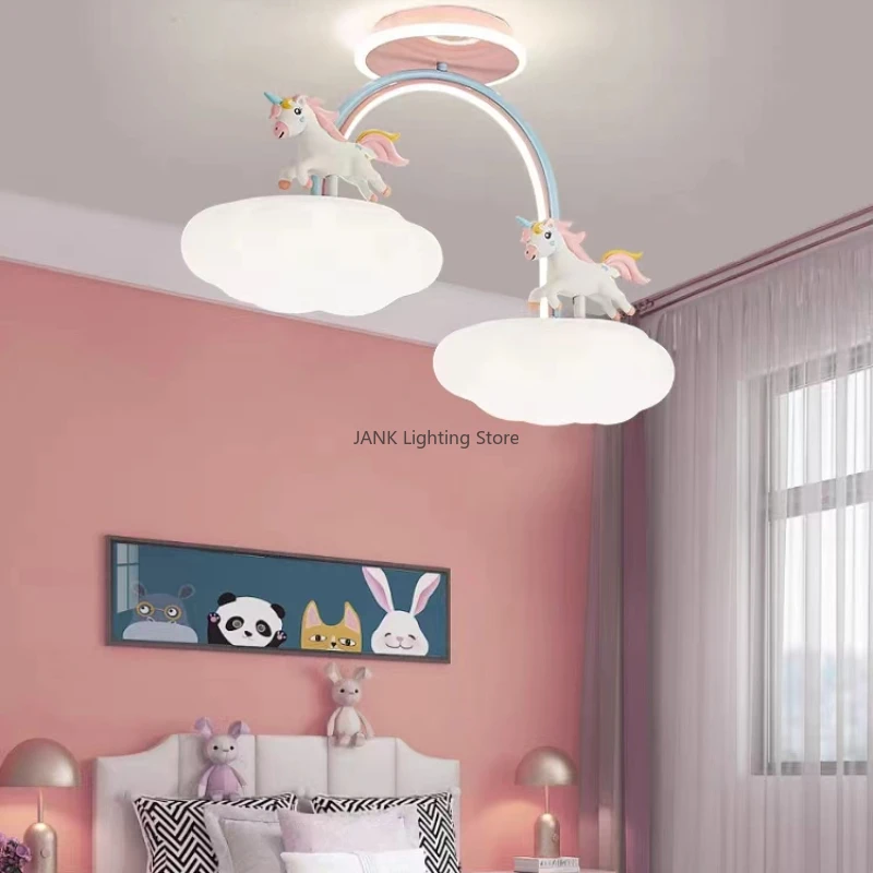 luz de teto unicornio em nuvem para quarto de criancas espectro completo protecao para os olhos quarto princesa menina eletrodomesticos lampada 2023 01