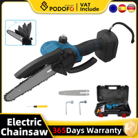 6inch Brushed Motor Electric Chainsaw with 1 Battery Cordless Mini Chainsaw with Replacement Chain Tree Trimming Wood Cutting