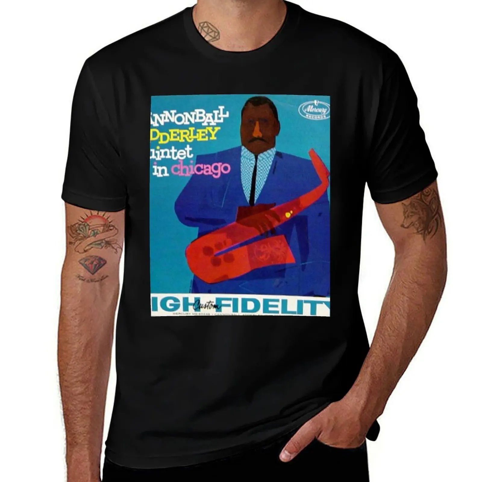 Футболка Cannonball Adderley Quintet in Chicago, футболка большого размера с рисунком, забавная футболка, мужская футболка с рисунком Футболка Cannonball Adderley Quintet in Chicago, футболка большого размера с рисунком, забавная футболка, мужская футболка с рисунком