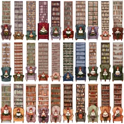 30Pcs Cartoon Girl Reading Series Simple Handheld Art Creative Material Ins Reading Paper Bookmark DIY