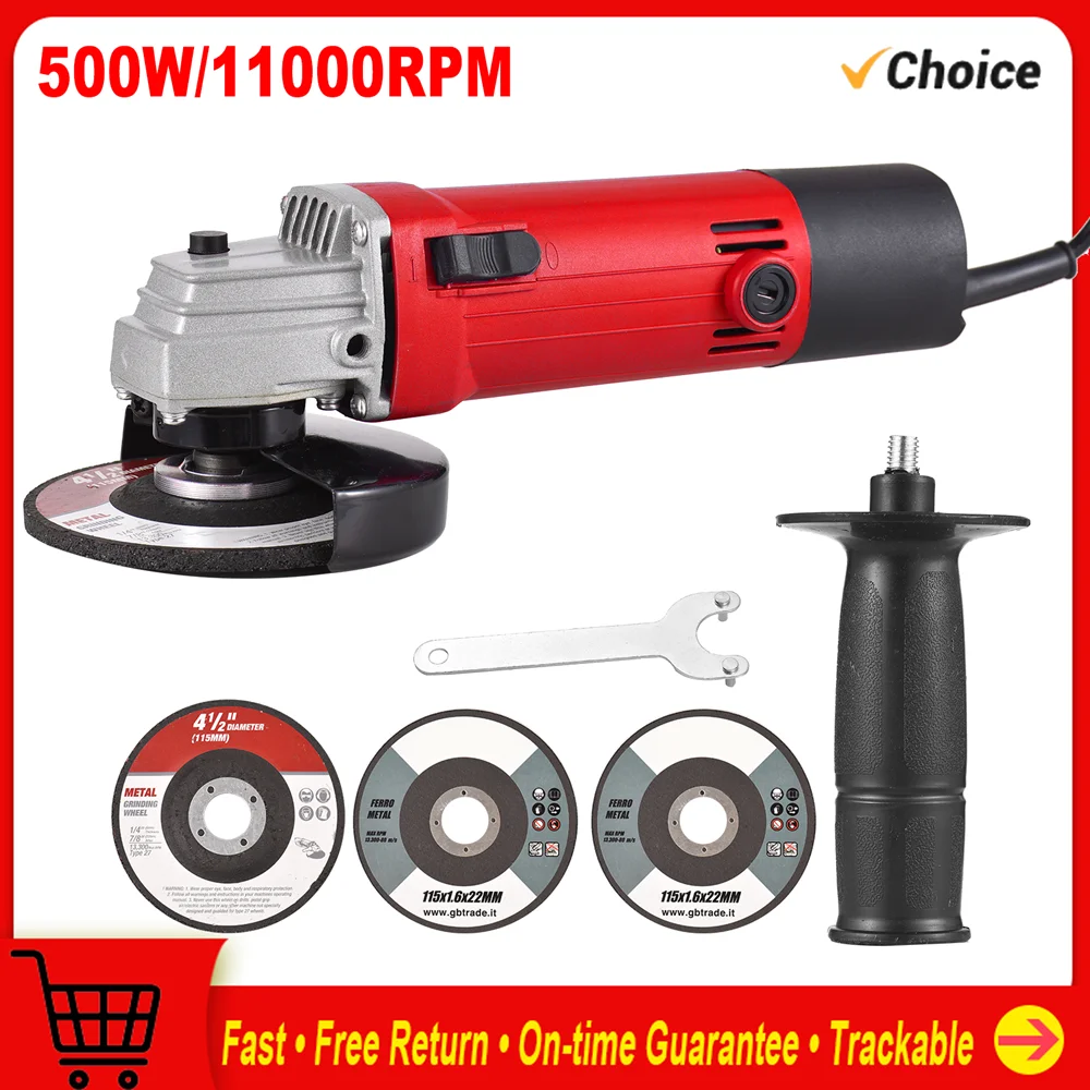 500W 11000rpm Cordless Angle Grinder Grinding Machine Cutting Electric Angle Grinder Grinding Power Tool With Auxiliary Handle