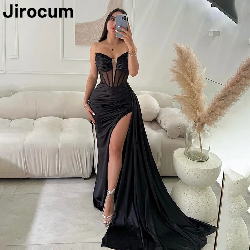 

Jirocum Sexy Mermaid Prom Dress Women's Sweetheart Beaded High Slit Party Evening Gown Floor Length Formal Occasion Dresses 2024