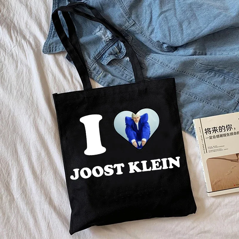 90s I Love Joost Klein Shopping Bag Graphic Tote Harajuku Shopper Bag Women Canvas Shoulder Bag Female Manga Eco Large-capacity