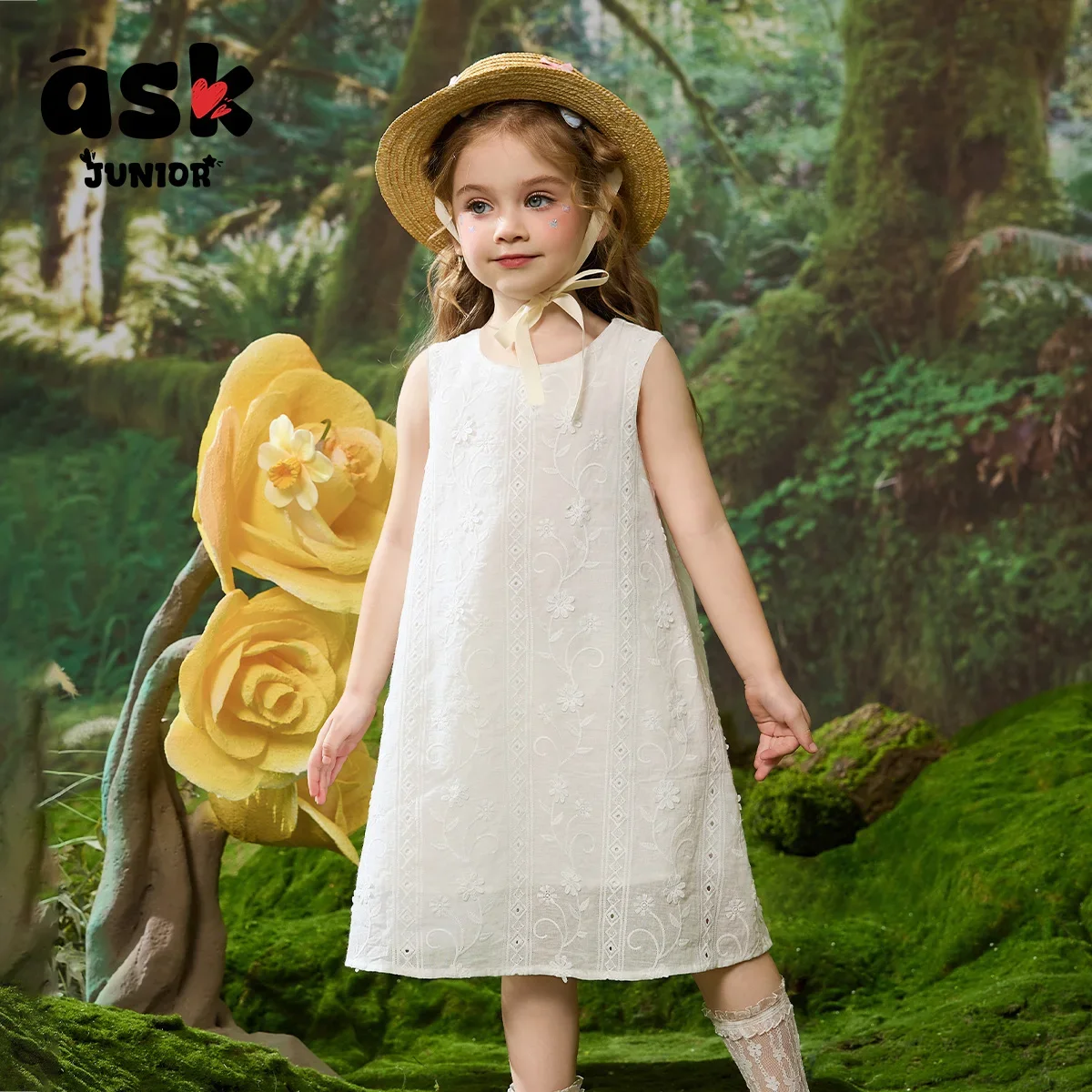 اسأل فستان الأميرة الصيفي للفتيات الصغيرات من قماش الجاكار بدون أكمام #4