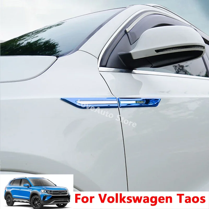 

For VW Taos 2021 2022 Car Side Leaf Flank Decorative Label Protection Frame Sticker Cover Car Accessories