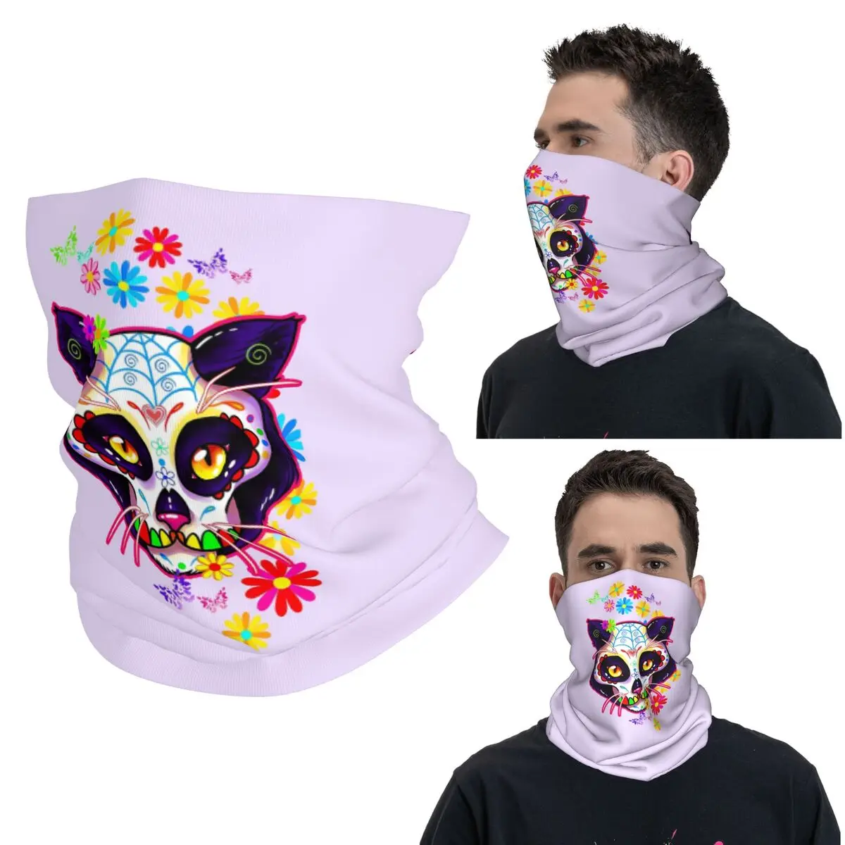 

День мертвых котенок, кошка, сахарный череп, мексиканский Хэллоуин, цветочная бандана, гетры с принтом, волшебный шарф, Балаклава для мужчин и женщин