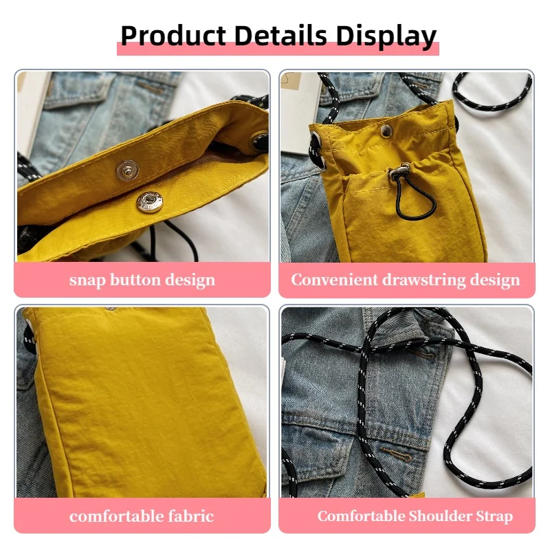 حقيبة كتف نسائية جديدة، حقيبة برباط عصرية، حقيبة هاتف صغيرة خفيفة الوزن، مناسبة للاستخدام اليومي والرياضة والتسوق وما إلى ذلك