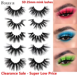 FOXESJI 5D 25mm Mink Lashes Wispy Mink Fluffy Soft High Volume Full Eye Lashes Dramatic False Eyelashes Lashes Extension Makeup