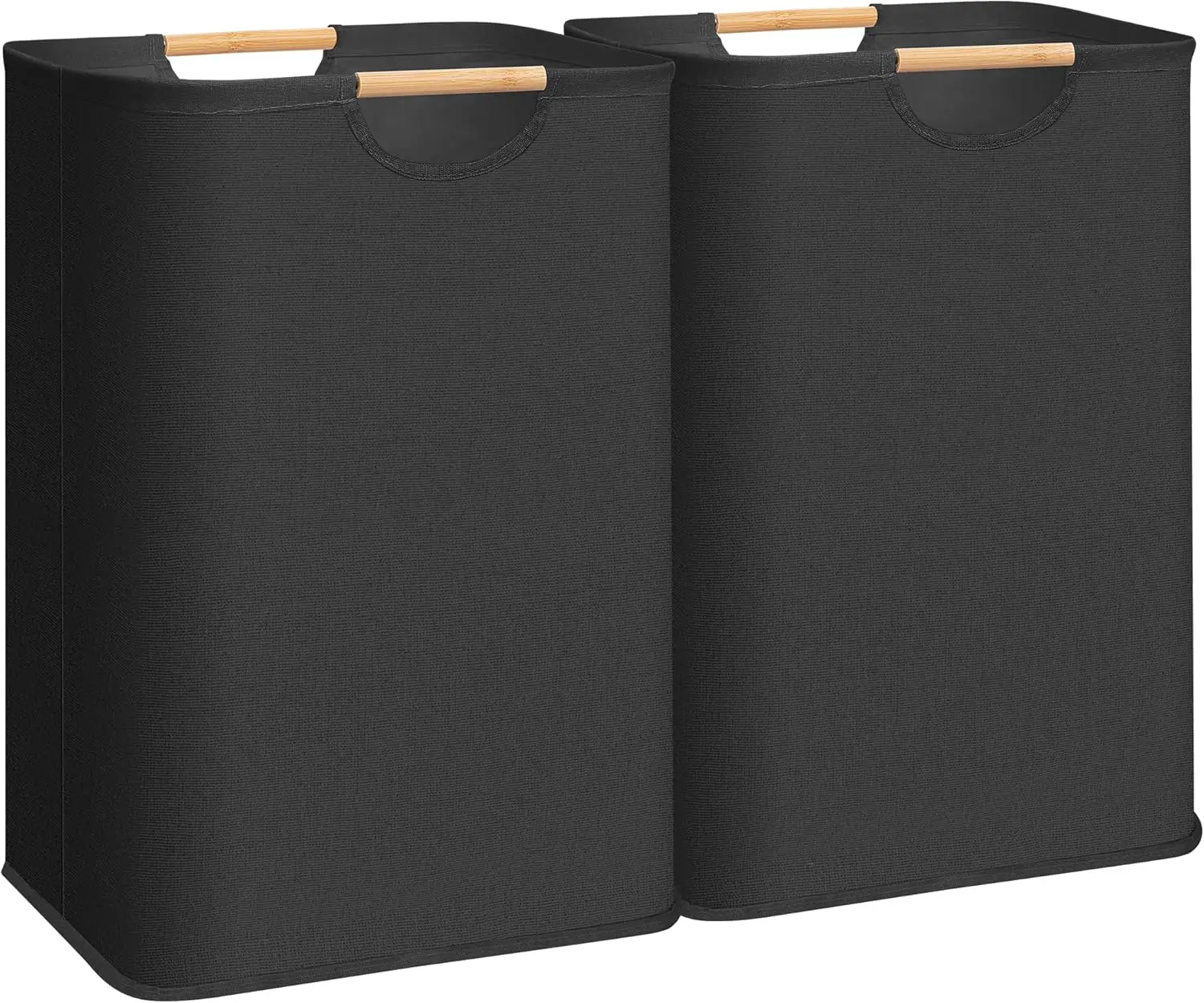 

Набор из 2 больших складных корзин для белья, вместимость 80 л, с бамбуковыми ручками, водонепроницаемые, для спальни, общежития, полотенец