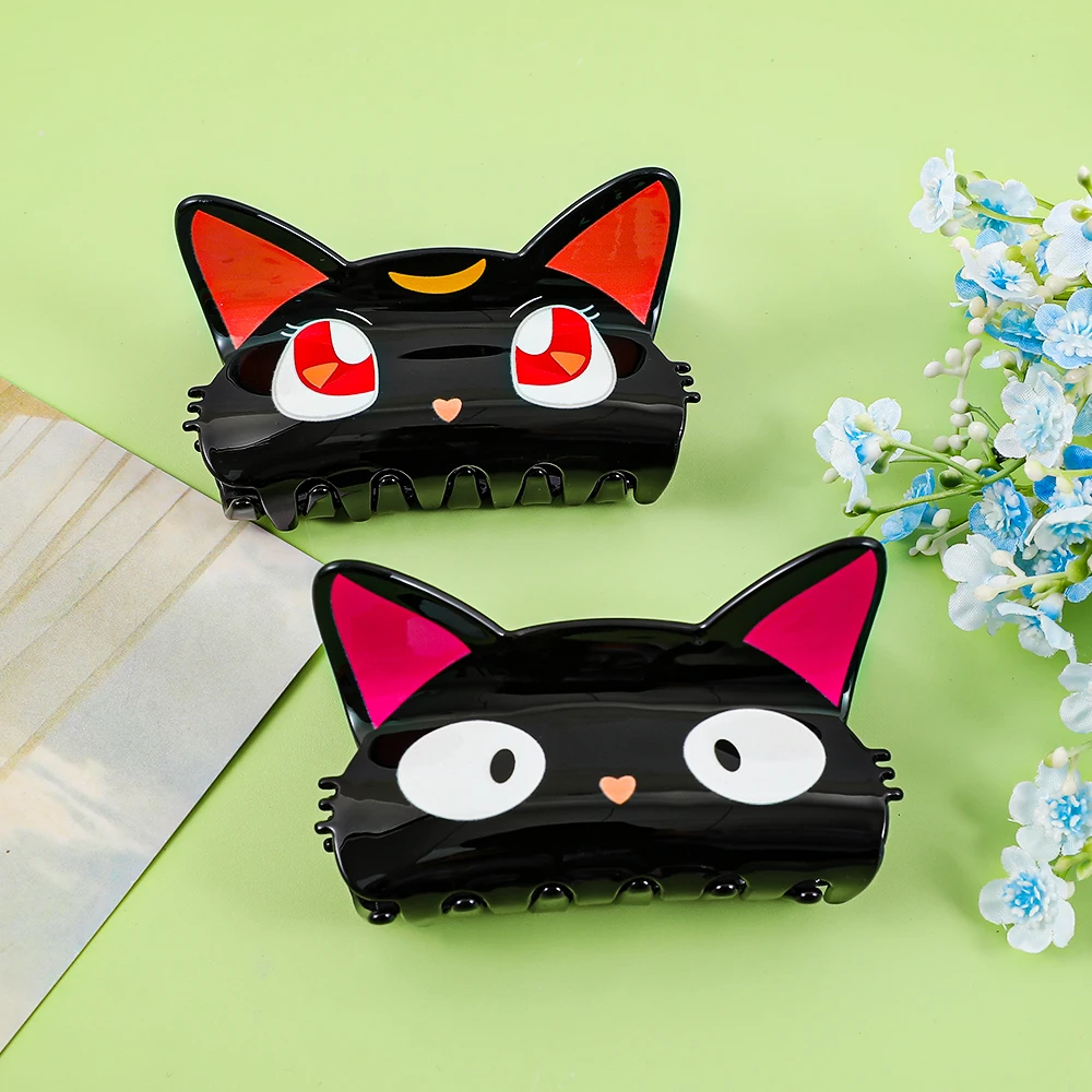 1 pieza de garra para el pelo con tema "Sailor Moon", formada como el gato negro Luna del anime.