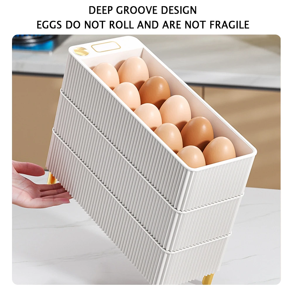 

Creative Rotary Egg Stoage Box Large Capacity Refrigerator Egg Tray Container