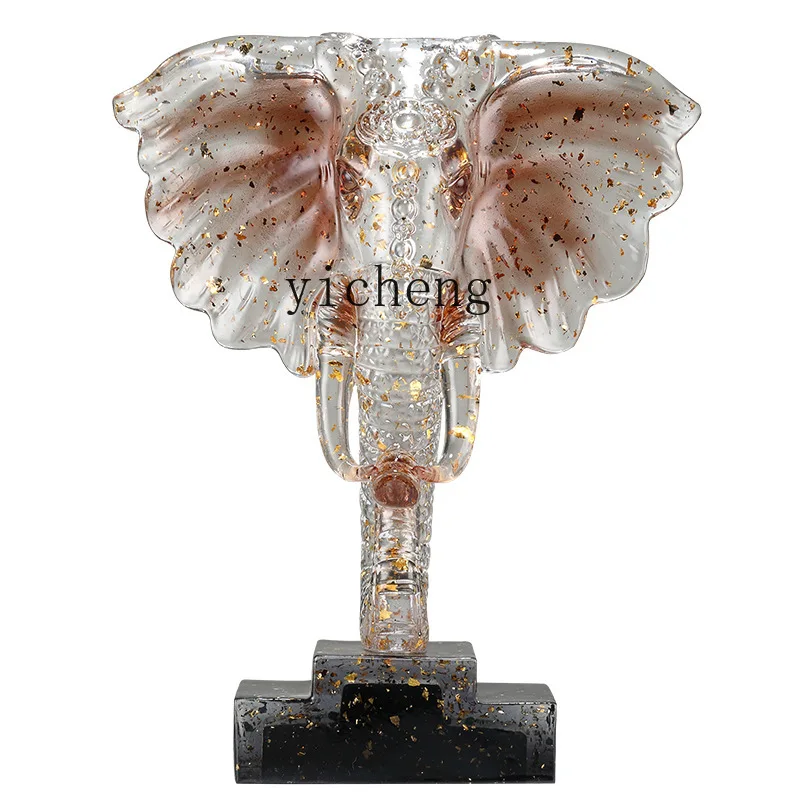 ZYA TV Cabinet Crystal Elephant Head Ornament Entrance Home Living Room Modern Abstract Craft Ornament