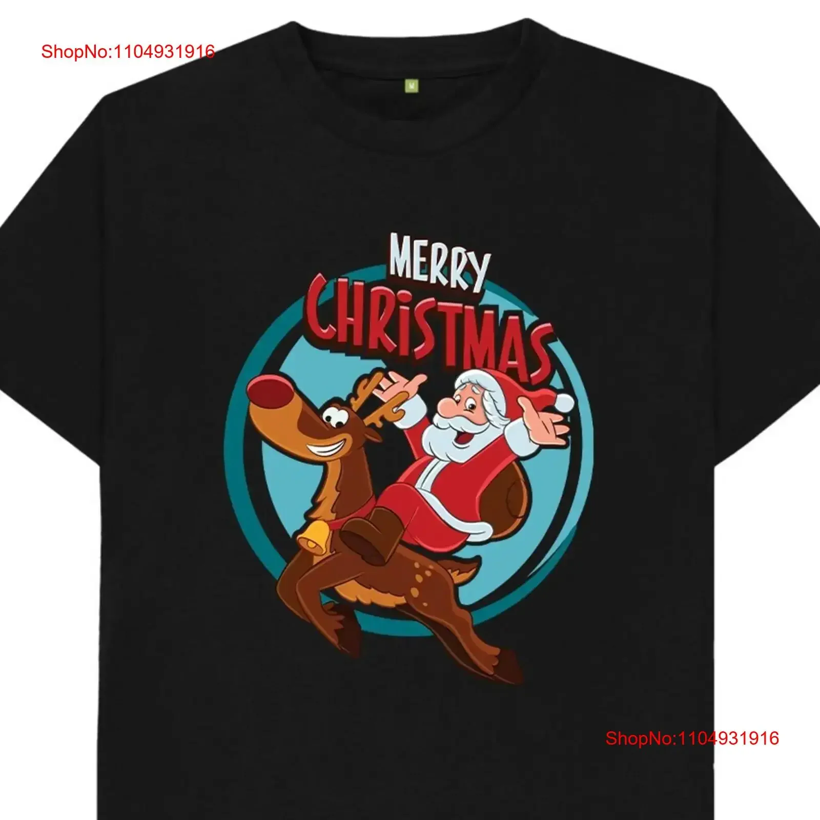 

Merry Christmas Santa Reindeer T Shirt vintage Washed Casual Slightly Stylish Versatile Soft Unisex streetwear Breathable