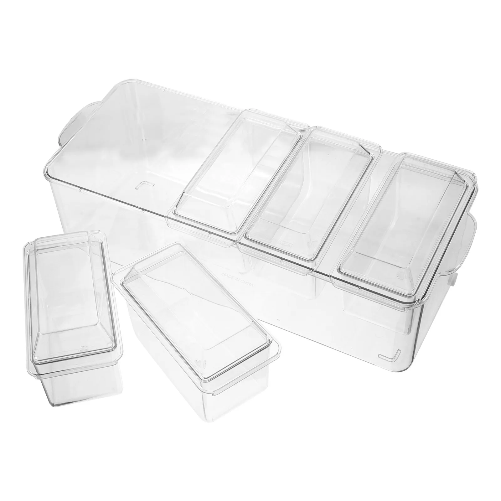 

Набор из 1 контейнера для охлажденных салатов, пищевой пластик, с несколькими отделениями, съемный, для пикников, вечеринок и использования на открытом воздухе