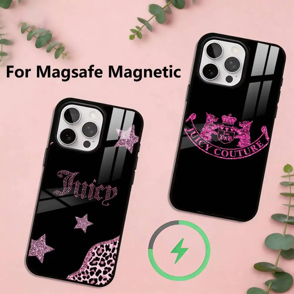 

Pink J-Juicy C-Couture Phone Case For iPhone17,16,15,14,13,12,11 Plus,Pro Magnetic For Magsafe Wireless Charging