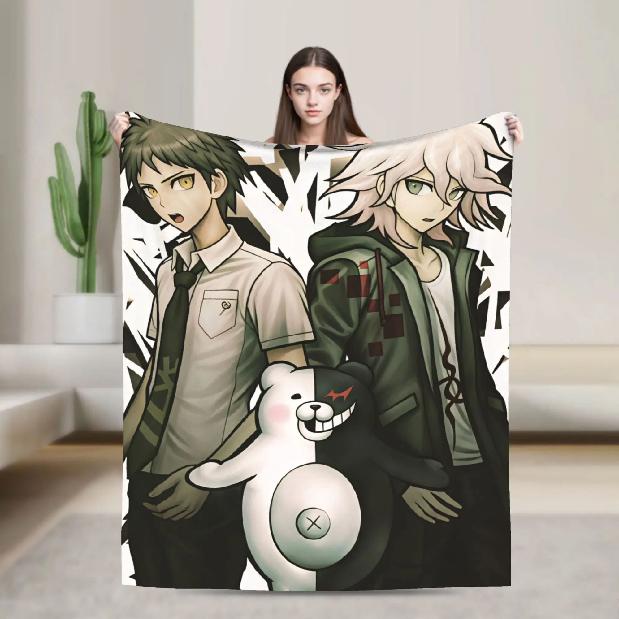 Danganronpa Flannel Blanket Autumn  Super Soft Throw Blanket for Girls Boys Outdoor Fluffy Bedspread Sofa Bed Cover