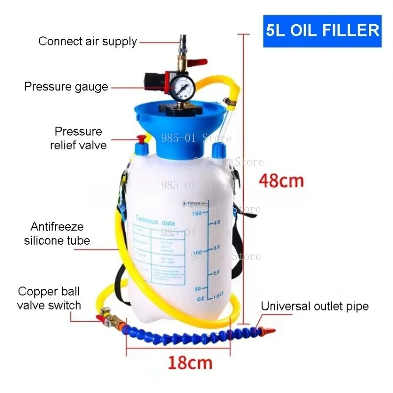 5L Pneumatic Automatic Transmission Refueling Tool ATF Oil Filling Replacement Machine