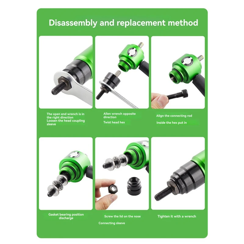 Abvj-kit de ferramentas de rebite aerodinâmico elétrico kit de ferramentas de porca de rebite com adaptador de broca de rebite ferramenta de rebitagem de tração de porca