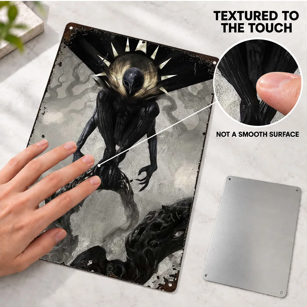 Dark Hawk Creature Printed Poster Personalized Aluminum Metal Sign Gothic Digital Design Wall Art For Gaming Room Birthday Gift