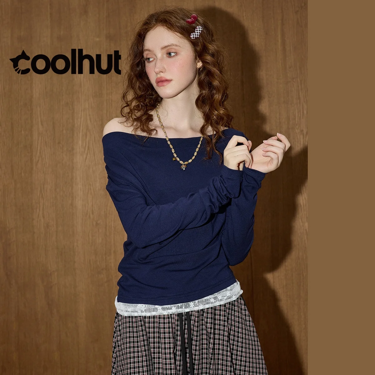 

COOLHUT Brand New Arrival Women's 2025 Asymmetric Neck Lace Trim Blouse Long Sleeve Smocked Waist Relaxed Fit Fall Boho Chic Top