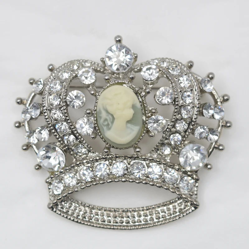 

12 шт./лот, оптовая продажа, портретная корона, стразы, броши-булавки C101950