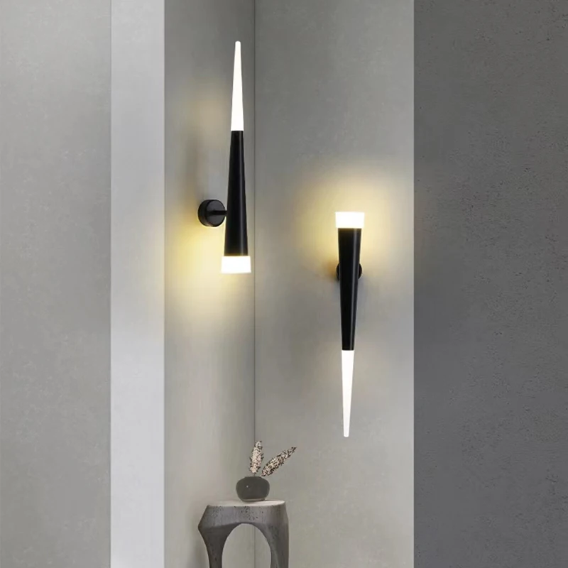 Nordic Led Wall Lights Acrylic Aluminum tube lamps Bedroom Bedside Gold Black Sconce Corridor Hallway Living Room Sofa Backgroun