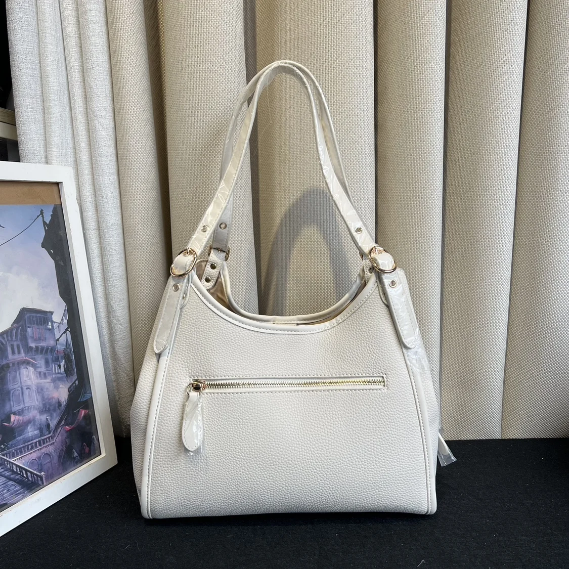 

Simplified Women's Tote Bag Commuter Multi-layer Single oulder Bag Casual Large Size Soft PU Leather Faion Handbag